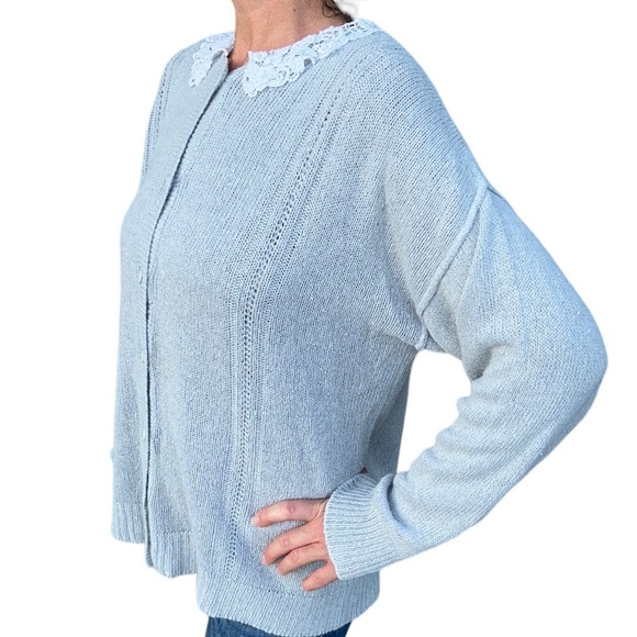 Vintage WESTERN CONNECTION | Silk Angora blend Cardigan size L Gray/White - Picture 3 of 13